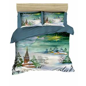 Parure de lit double en coton 200x220cm, motif numérique festif, style classique, pour la maison - Collection Noël - Product Image 4