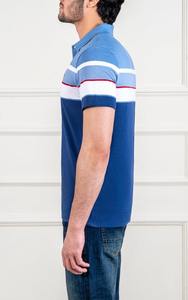 Polo ejecutivo de secado rápido para hombre al por mayor, Polo de golf azul marino con manga cuello rayada y logotipo personalizado que absorbe la humedad - Product Image 4