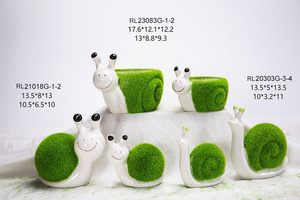 Figura Decorativa de Cerámica con Diseño de <span class=keywords><strong>Caracol</strong></span> y Rana para Decoración del Hogar - Product Image 2