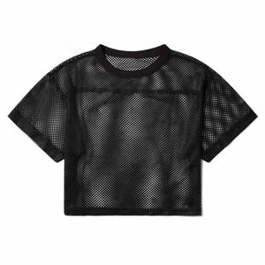 Personnalisable recadrée maille football américain maillot respirant été décontracté sport pratique maillot manches courtes imprimé - Product Image 1
