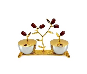 Ensemble de 3 bols en métal doré de style classique en céramique pour décorations de mariage - Product Image 1