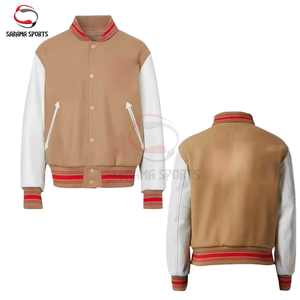 แจ็คเก็ตวาร์ซิตี้พรีเมียมแบบสั่งทำสำหรับผู้ชายและผู้หญิง สไตล์เบสบอล ตัวเสื้อทำจากผ้าขนสัตว์ แขนเสื้อทำจากหนัง รับผลิตแบบ OEM ODM ขายส่งจากโรงงาน - Product Image 1
