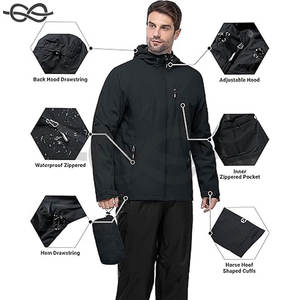Veste de pluie pliable pour homme Outdoor Ventures Imperméable à capuche coupe-vent léger imperméable portable - Product Image 5