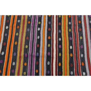 Nueva Alfombra de lana Kilim negra de 9x12, tejido plano de estilo turco Tabriz con técnica Jacquard, patrón de retazos de 2,8x9,1 pies, respaldo de látex - Product Image 5