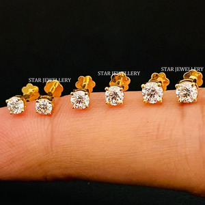 Boucle d'oreille en or massif 14 carats avec diamant de laboratoire. - Product Image 3