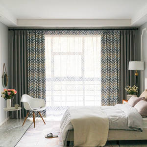 Usine En Gros Nordique Géométrique Patchwork Impression Rideau Occultant Tissus Textile Salon Chambre <span class=keywords><strong>Baie</strong></span> vitrée Tissu - Product Image 3