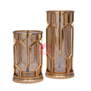 Bougie votive en métal plaqué cuivre avec accessoires de décoration de table en verre à bas prix - Product Image 1