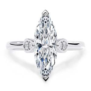 Bague de fiançailles en diamant de laboratoire taille marquise en or blanc ou or rose pour femme - Product Image 3