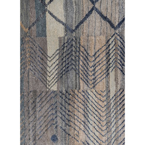 Alfombra de Seda Anudada a Mano Manchaha LUV-623 Azul con Patrón Geométrico Tabriz para el Hogar, Entrada, Sala de Estar, Pasillo, Rectangular, Hecha a Mano - Product Image 3