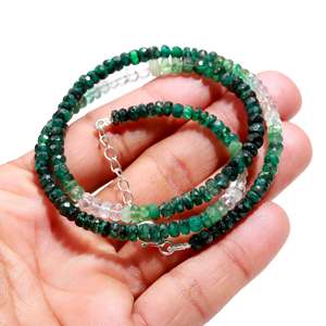 Vente chaude belle émeraude naturelle collier ombragé guérison cristal pierre de naissance bijoux 925 en argent Sterling cadeau fait main pour elle - Product Image 1