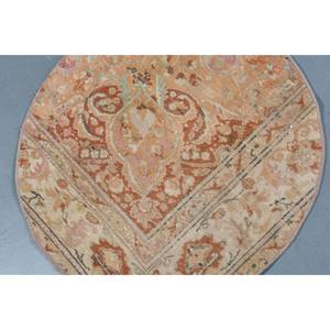 พรมตุรกีวินเทจคลาสสิกสีส้มสีเบจ2.3ft x 2.3ft ผ้าขนสัตว์เย็บปะติดปะต่อกันผ้าวิสโคสห้องนั่งเล่นยางทรงสี่เหลี่ยมผืนผ้าห้องโถง - Product Image 5