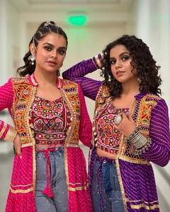 NEW SUPERHIT TRENDING <b>SHRUG</b> ON FAUX GEORGETTE WITH BANDHANI PRINT & EMBROIDERY WORK FULL FLAIR FULLY STITCHED WITH EXCLUSIVE - Product Image 3