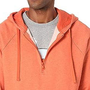 Autumn Winter Plain Color Style Mens Half <b>Zip</b> Up Oversized Mens Oversized Streetwear Ripped Distressed Half <b>Zip</b> <b>Hoodie</b> - Product Image 2