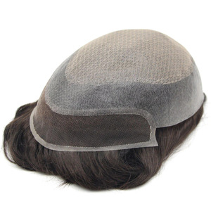 Peluca de cabello humano Remy de tamaño de gorra pequeña para hombre, ondas profundas para unidades de reemplazo de prótesis de cabello virgen de encaje, tupé - Product Image 6