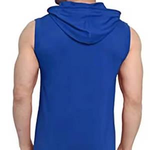 Basic Cotton Blended Unique Design Breathable Fabric Plain Dyed Gym <b>Hoodie</b> for Men's Stylish <b>Sleeveless</b> Front Zipper Casual Look - Product Image 6
