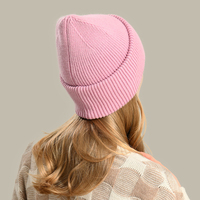 Gorro de punto con logotipo de diseño personalizado de tejido de algodón orgánico personalizado con bordado plano de logotipo