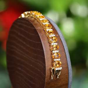 อัญมณีสีเงินแท้ธรรมชาติอัญมณีที่สวยงามตัดด้วยซิทรีนสีขาวโทแพซสร้อยข้อมือเทนนิส - Product Image 2