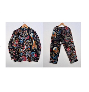 Mukut, conjunto de pijama de longitud completa transpirable de algodón suave con cuello en V y estampado de animales para mujer, ropa de dormir de verano/primavera o regalos de dama de honor - Product Image 1