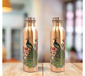 100% Pure Copper Handmade 900-1000ml Portable <b>Water</b> <b>Bottle</b> with <b>Customized</b> Design Leak-Proof & Joint-Free for Drinking <b>Water</b> - Product Image 5