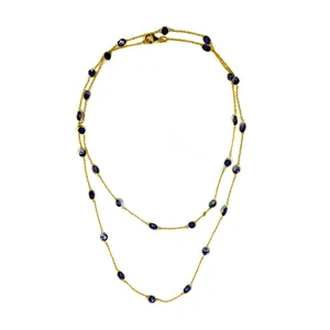 Joyería de moda ligera, cadena de eslabones de gemas de tanzanita chapada en oro y plata de ley 925, collares a la moda, regalos para fiesta de boda - Product Image 1