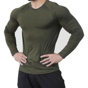 T-shirt de protection anti-éruptions cutanées unisexe, coupe ajustée, vêtements de sport actifs, chemises de compression, couleur personnalisée, spandex/polyester, séchage rapide, écologique - Product Image 1