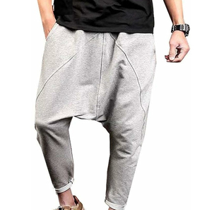 Pantalons de survêtement pour hommes de haute qualité, légers, respirants, en élasthanne/coton, imprimés, à jambes larges, à entrejambe tombant, OEM ODM en gros - Product Image 1