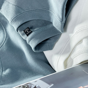 Venta caliente al por mayor 380g 100% algodón Puff serigrafía Terry cuello redondo en blanco liso personalizado sudaderas con capucha para hombre sudadera - Product Image 3