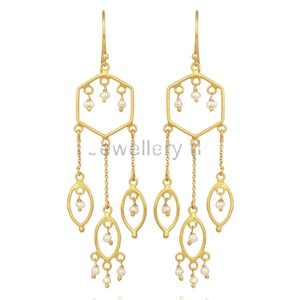 Natural Pearl Gemstone Earring Gold Plated Silver Womens Earring Manufacturer Private Label Jewelry Supplier - Product Image 1