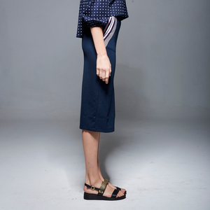 ODM Womens Office Wear Formal Stripes Cotton Blue Navy <b>Skirts</b> - Product Image 6