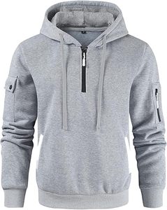 Hoodies Casual Pullover Hooded Sweatshirt Long Sleeve Quarter Zip <b>Hoody</b> Tops With Kangaroo Pocket - Product Image 3