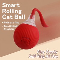 Balle interactive intelligente pour chat, jouet interactif pour chat, évitement automatique des obstacles, silicone de qualité alimentaire, rechargeable par Type-C, vente en gros