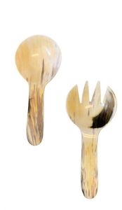 Vente chaude indien véritable corne de buffle cuillère et fourchette serveurs à salade couverts derniers ustensiles en corne de conception pour servir la salade et la nourriture - Product Image 4