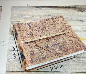 วารสารหนังนูนลึกทำด้วยมือด้วยการเย็บหนังและล็อคโลหะทำจากผ้าฝ้าย - Product Image 3