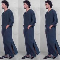 Jubah Jubba pria Timur Tengah desain kustom Harga Murah jubah tekstil poliester Spun merah musim panas Thobe Arab