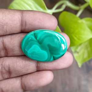 Top vente Flatback Cabochon naturel lisse ovale coupe vert Malachite poli fabrication de bijoux pierre en vrac quantité minimale de commande 100 pièces - Product Image 6