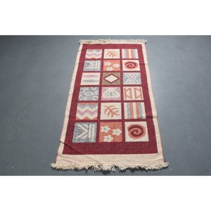 พรมตุรกี, พรมวินเทจขนาดเล็ก 2.5x4.4 ฟุต, พรมลายดอกไม้สีแดงเบจ - Product Image 5