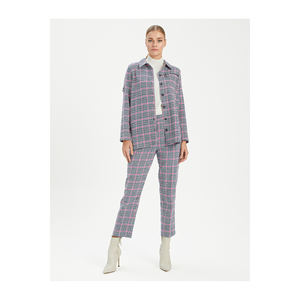 Camisa de Franela a Cuadros para Mujer, Blusa Elegante con Estampado Único, Origen TR, Sin Bolsillos - Product Image 3