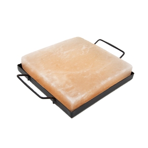 Plato de Cocina de Sal del Himalaya Negra de 20x20 cm con Soporte Metálico y Asas, 1 kg, Hecho en Pakistán - Product Image 2