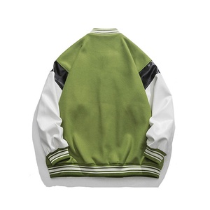 แจ็กเก็ตผ้ากำมะหยี่สำหรับผู้ชายแจ็คเก็ตบอมเบอร์เลตเทอร์แมนแขนเสื้อหนังปักลายสำหรับใส่ไปเรียนเบสบอล - Product Image 4