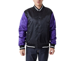Chaqueta de bombardero de gran tamaño de béisbol con bordado de satén personalizado estilo callejero para hombre con servicio ODM/OEM - Product Image 3