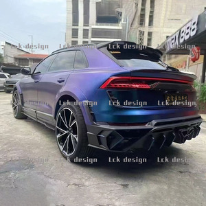 Nouveaux kits de carrosserie auto <span class=keywords><strong>Audi</strong></span> Q8 RSQ8 (fibre de verre + fibre de carbone) MS diffuseur de capot moteur pare-chocs avant/arrière-apprêt noir/carbone brillant - Product Image 2