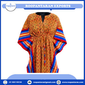 Moroccan Stylish Plus Size Hand Block Printed Soft Cotton Voile <b>Kaftan</b> Nightwear Eco-Friendly Breathable <b>for</b> <b>Sale</b> Wholesale - Product Image 4