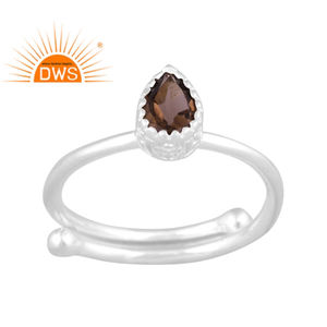 Anillo apilable de piedras preciosas de cuarzo ahumado Natural de Plata de Ley fina 925 más vendido, joyería personalizada para mujer, regalo para ella - Product Image 1