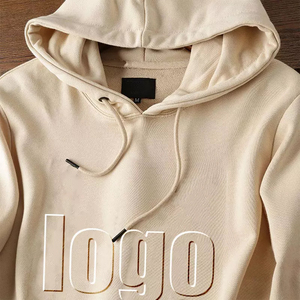 High Quality 2025 Custom Fashion Streetwear 100% Cotton Pullover Premium Men Embossed Hoodie Unisex Custom Hoodies - Product Image 6