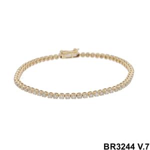 Bracelet tennis luxueux pour femme en or jaune 14 carats, 2,31 carats de diamants naturels taille brillant, plaqué rhodium, joncs symétriques - Product Image 2