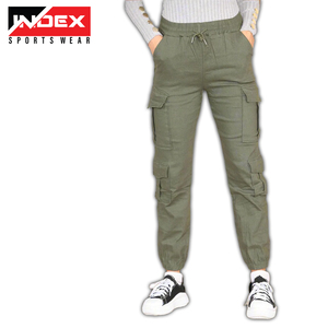 New Street Fashion Cargo Suelto Multi-Bolsillo Costura Cordón Cremallera Pantalones Cintura alta Cargo Pantalón Mujer - Product Image 2