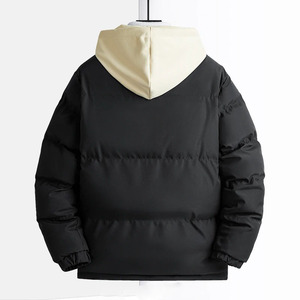 Nueva chaqueta acolchada de algodón cortavientos para hombre con cuello con capucha de Color sólido, chaquetas gruesas cálidas para hombre - Product Image 4