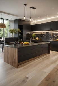 Armário de Cozinha Moderno em Madeira Lacada de Alto Brilho com Ilha em Contraplacado MDF Aglomerado e Pia para Cozinha de Moradia - Product Image 2