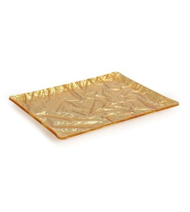 Plateau de service en aluminium texturé en métal au design déco doré pour hôtels et restaurants avec taille de logo personnalisée - Product Image 1