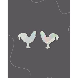 Colgante de Gallo de Nácar Blanco para Joyería - Product Image 1